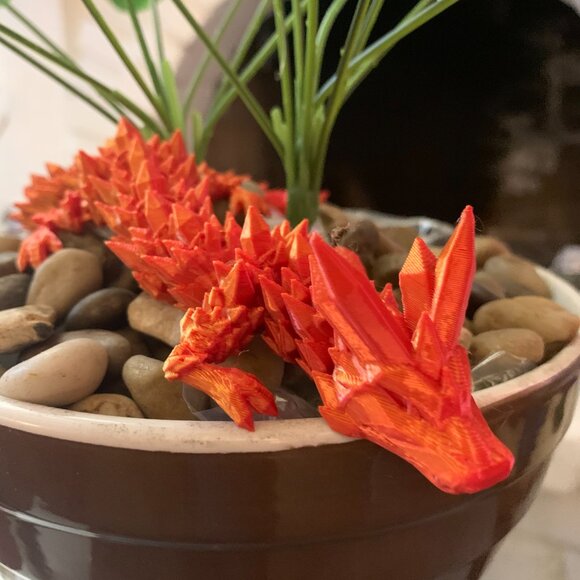 2Pcs Dragon Crystal 3D Printed, Joints Flexible Articulated, 12 Inch (no eggs) - Picture 5 of 9